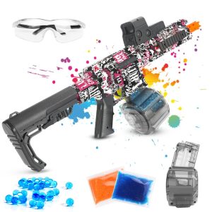 Red and Black Gel Blaster Glock | M416 Automatic Splatter Ball Blasters with 10000 Water Beads for Outdoor Activities Game