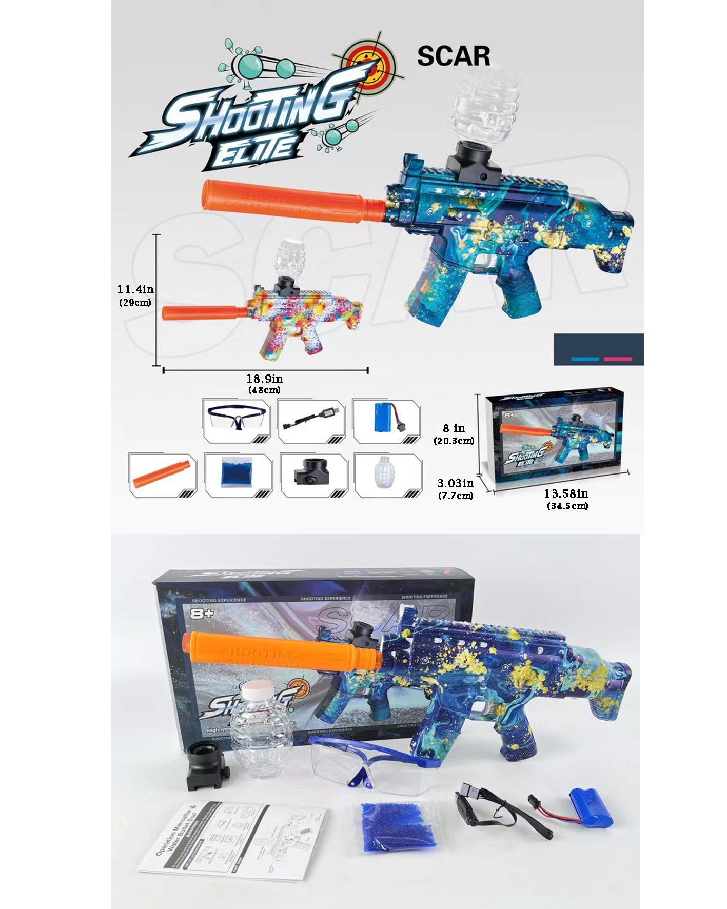 Automatic Gel Blaster Toys | Splatter With 20k+ Bullet And Goggles, Team Game, Ages 12+, Fancy Coating